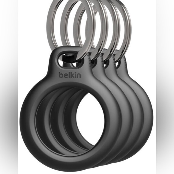 NWT• Belkin• Apple AirTag• Secure Holder w/Key Ring for AirTag• 4 Pack• Black - Picture 3 of 4